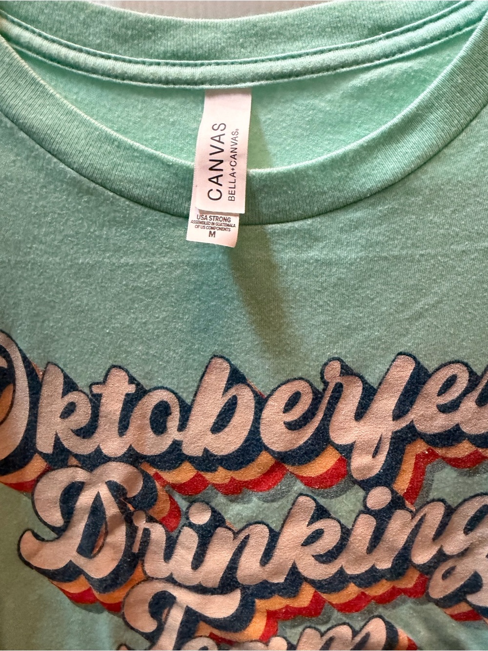 Bella Canvas Mint Graphic Tee with Retro Multicolor Print size M - Picture 2 of 2
